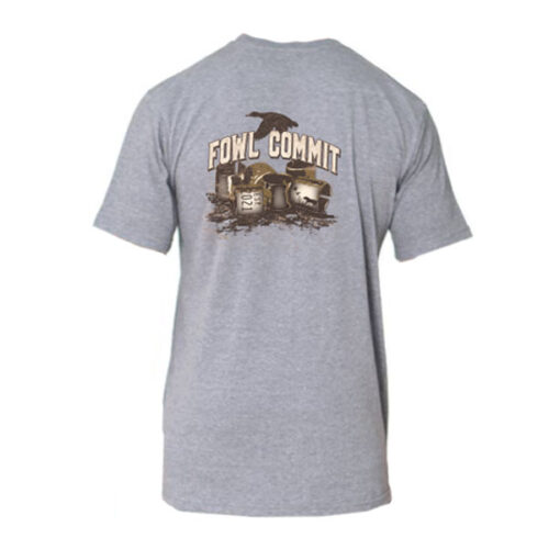 Fowl Commit The Reward Duck and Goose Band Cotton Blend T-Shirt in Heather Charcoal with Front Pocket